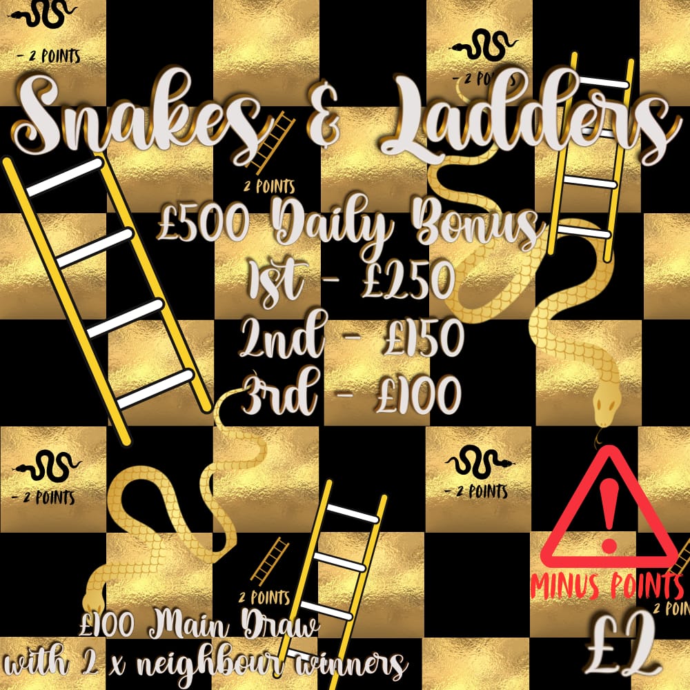 SNAKES & LADDERS (MINUS POINTS) – £500 DAILY BONUS AT 9PM!